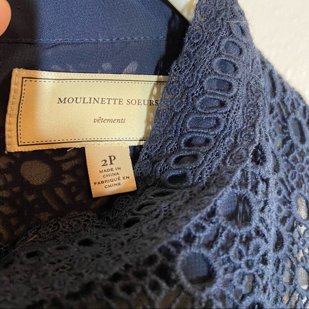 Anthropologie Moulinette Souers Ashbury Dress Corduroy Floral Crotchet Neckline - Picture 6 of 6